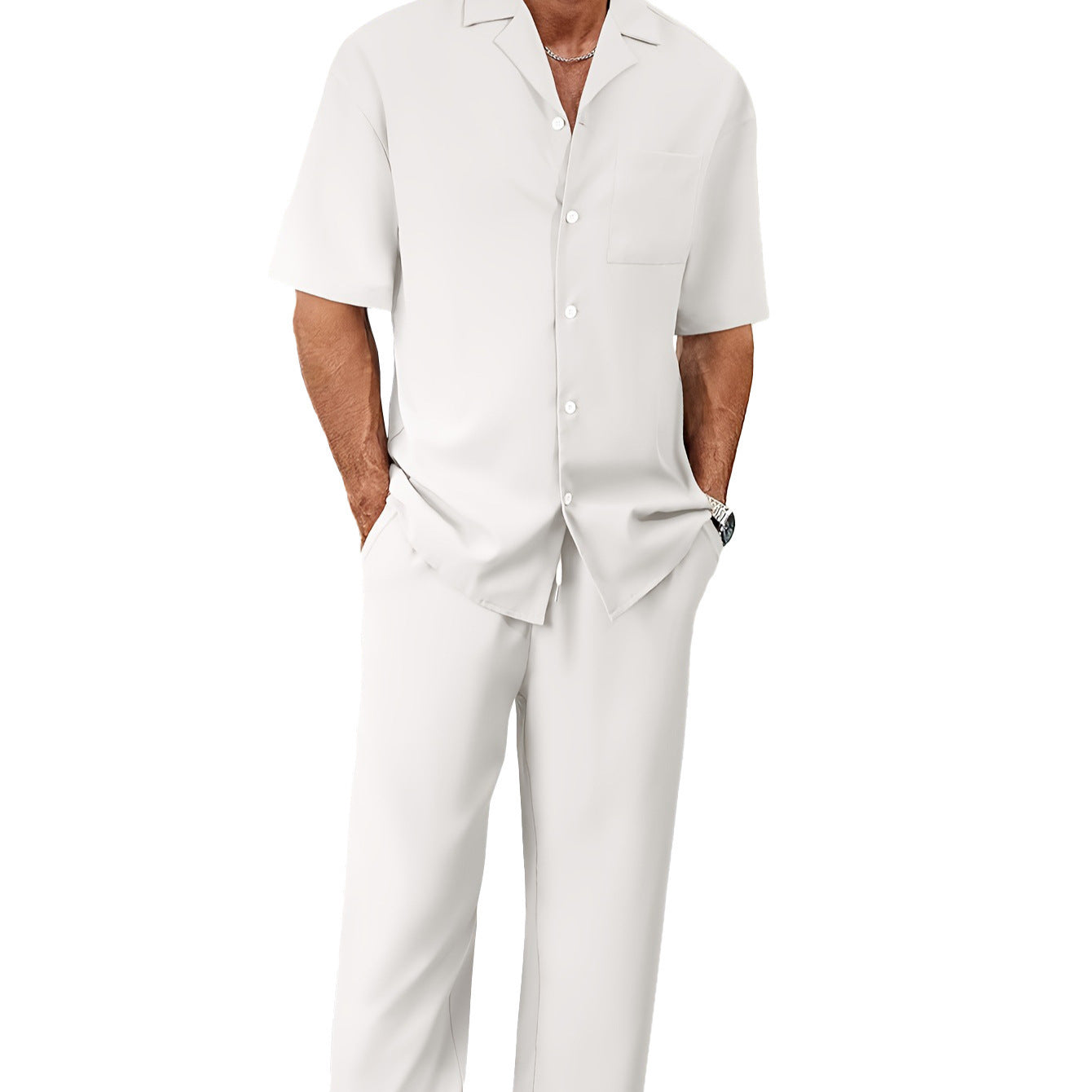 European And American Leisure Men's Suit Loose Lapels Short-sleeved Trousers