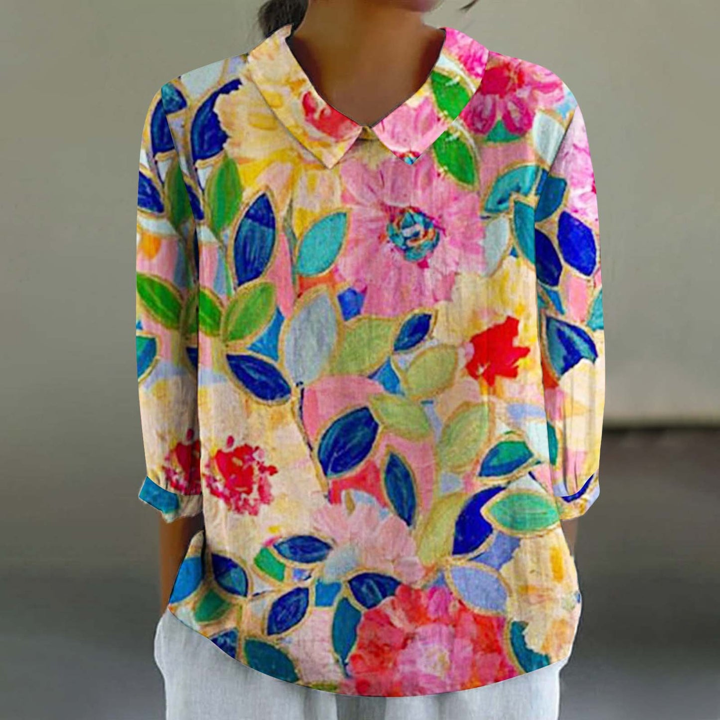 Women's Fashionable Retro Style Floral Print Shirt