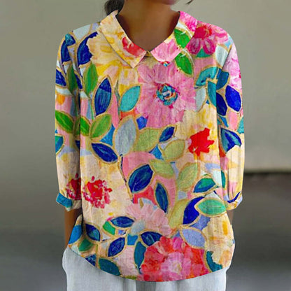 Women's Fashionable Retro Style Floral Print Shirt
