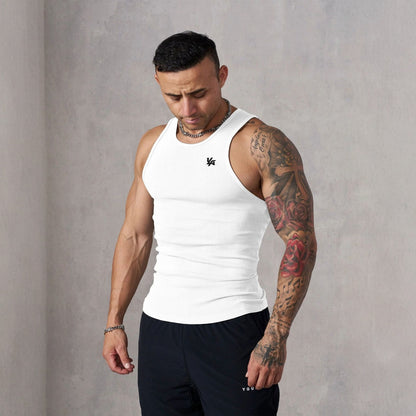 Men's Knitted Ice Silk Rib Top Sports Fitness Vest