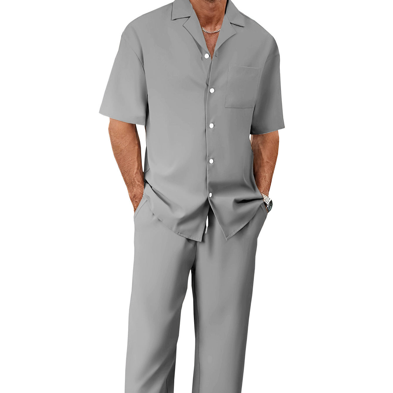 European And American Leisure Men's Suit Loose Lapels Short-sleeved Trousers