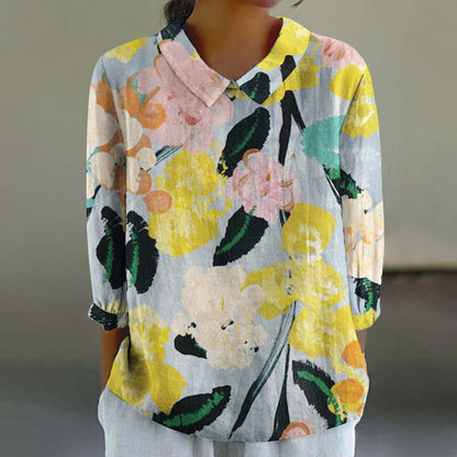 Women's Fashionable Retro Style Floral Print Shirt