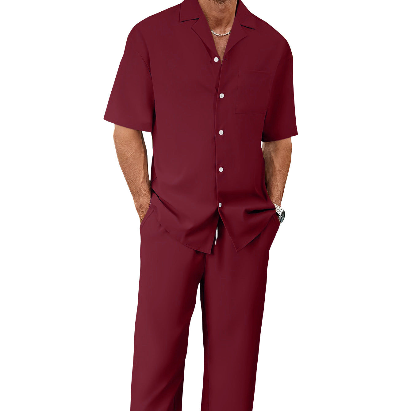 European And American Leisure Men's Suit Loose Lapels Short-sleeved Trousers