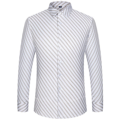Spring And Autumn Fashion Floral Youth Men's Long-sleeved Shirt
