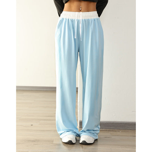 Women's Casual Sports Contrast Color Loose Comfortable Drawstring Trousers