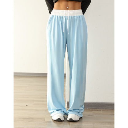 Women's Casual Sports Contrast Color Loose Comfortable Drawstring Trousers