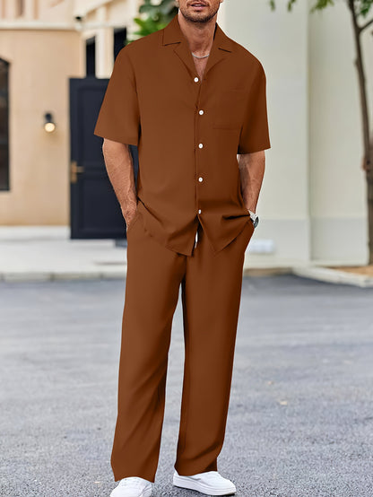 European And American Leisure Men's Suit Loose Lapels Short-sleeved Trousers