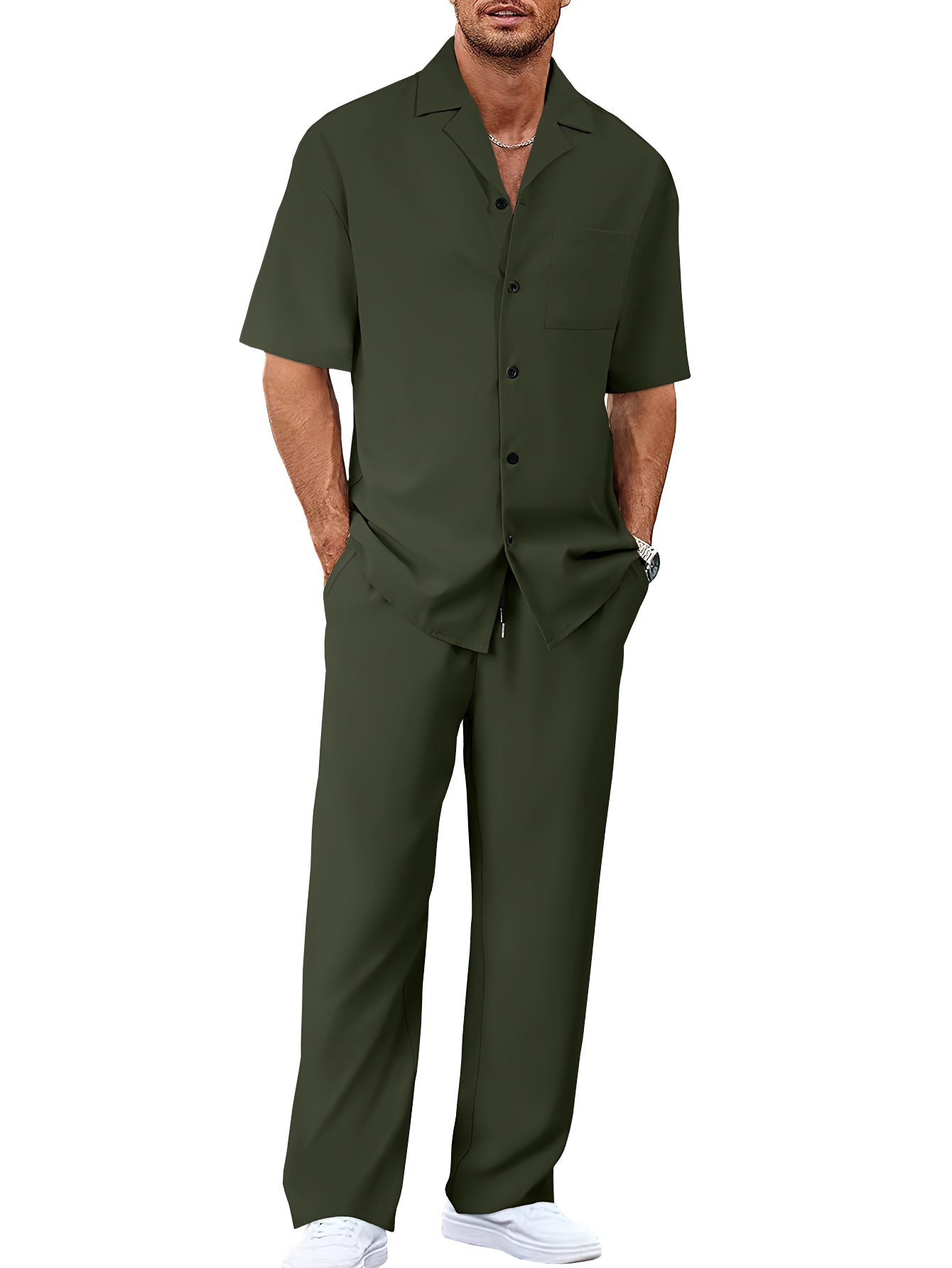 European And American Leisure Men's Suit Loose Lapels Short-sleeved Trousers