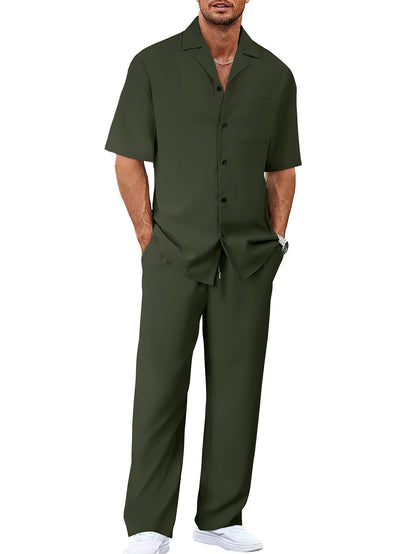 European And American Leisure Men's Suit Loose Lapels Short-sleeved Trousers