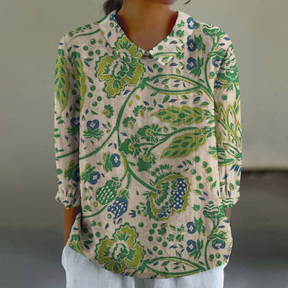 Women's Fashionable Retro Style Floral Print Shirt