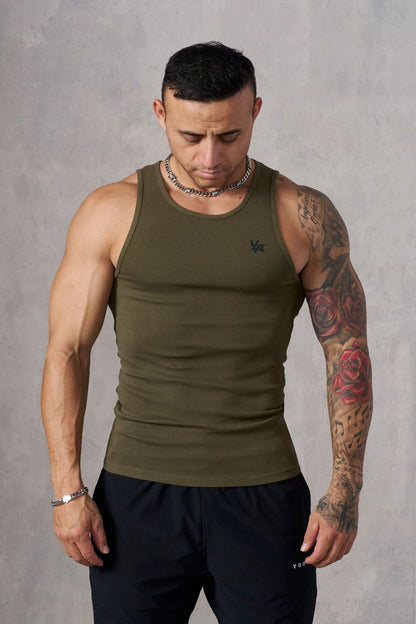 Men's Knitted Ice Silk Rib Top Sports Fitness Vest