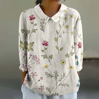 Women's Fashionable Retro Style Floral Print Shirt