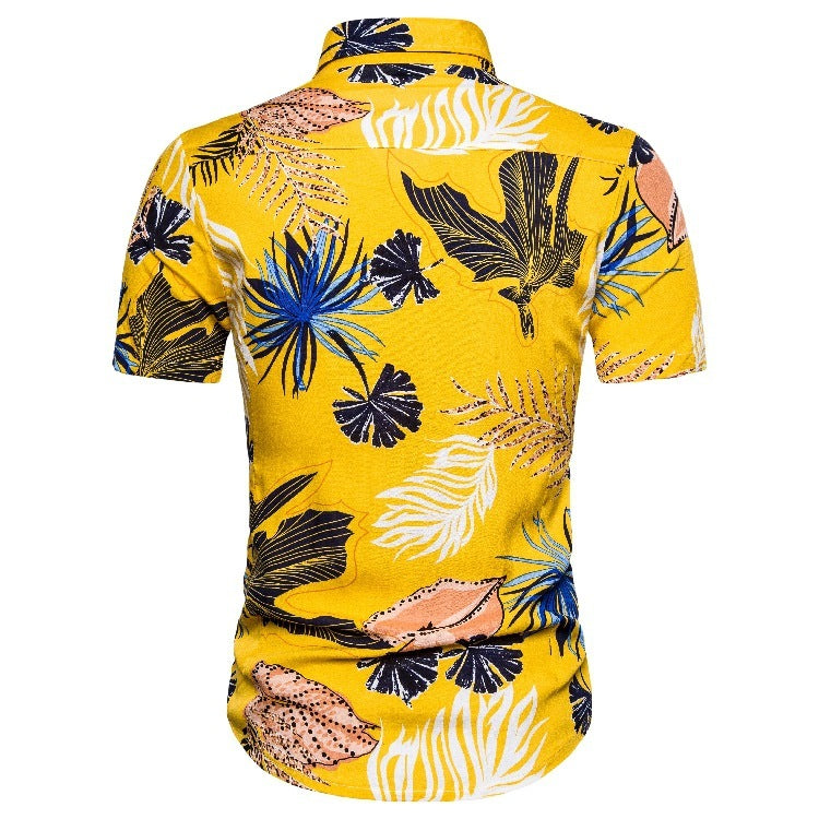 A Flower Shirt For Men's Foreign Trade Short-Sleeved Lapel Shirt 1811-CS135 To Send Amazon Hawaiian Dishes