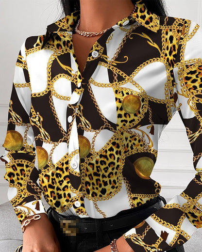 Autumn Shirt Long-sleeved Printed Lapel Shirt