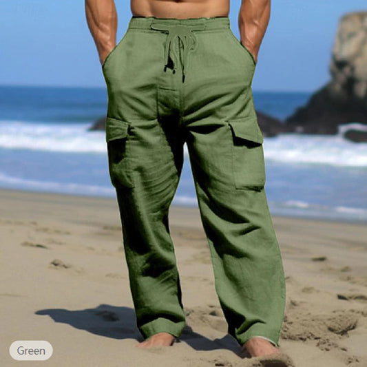 Men's Summer Wear Fashion Drawstring Multi-pocket Pants