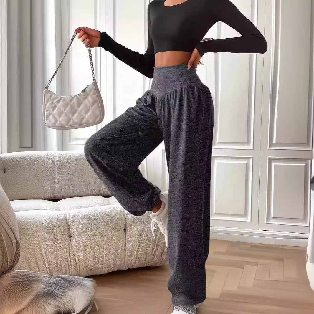 Women's Solid Color Breathable And Hanging Sports Pants