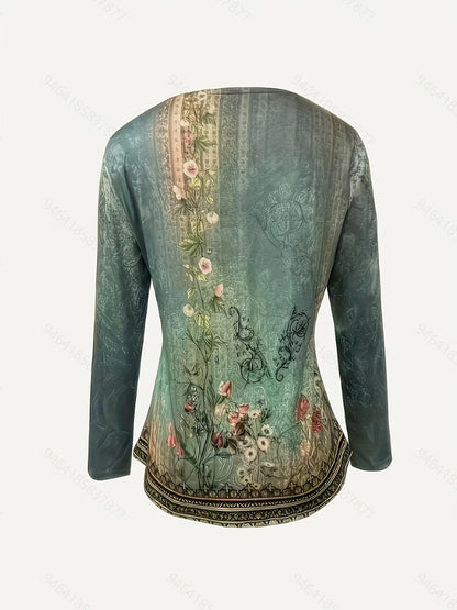 Women's Vintage Ethnic Floral Print T-Shirt