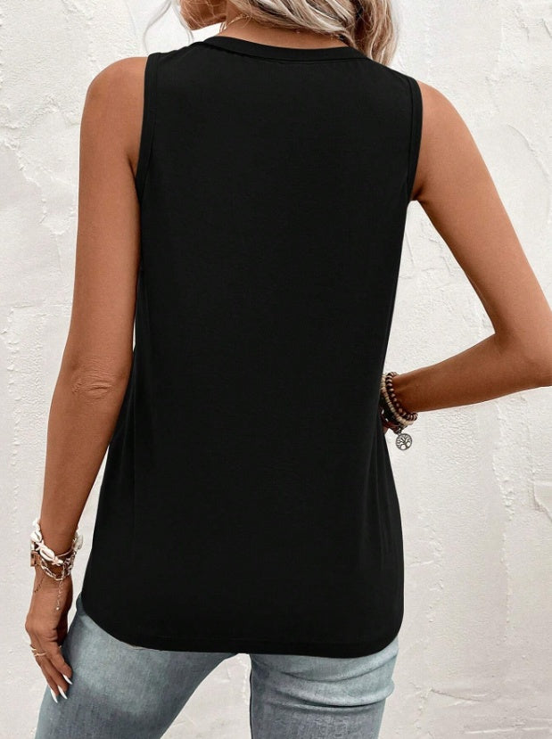 Casual Women's Half Button Spliced Pocket Vest